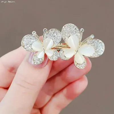 Golden White Double Butterfly Hijab Brooch/Pin